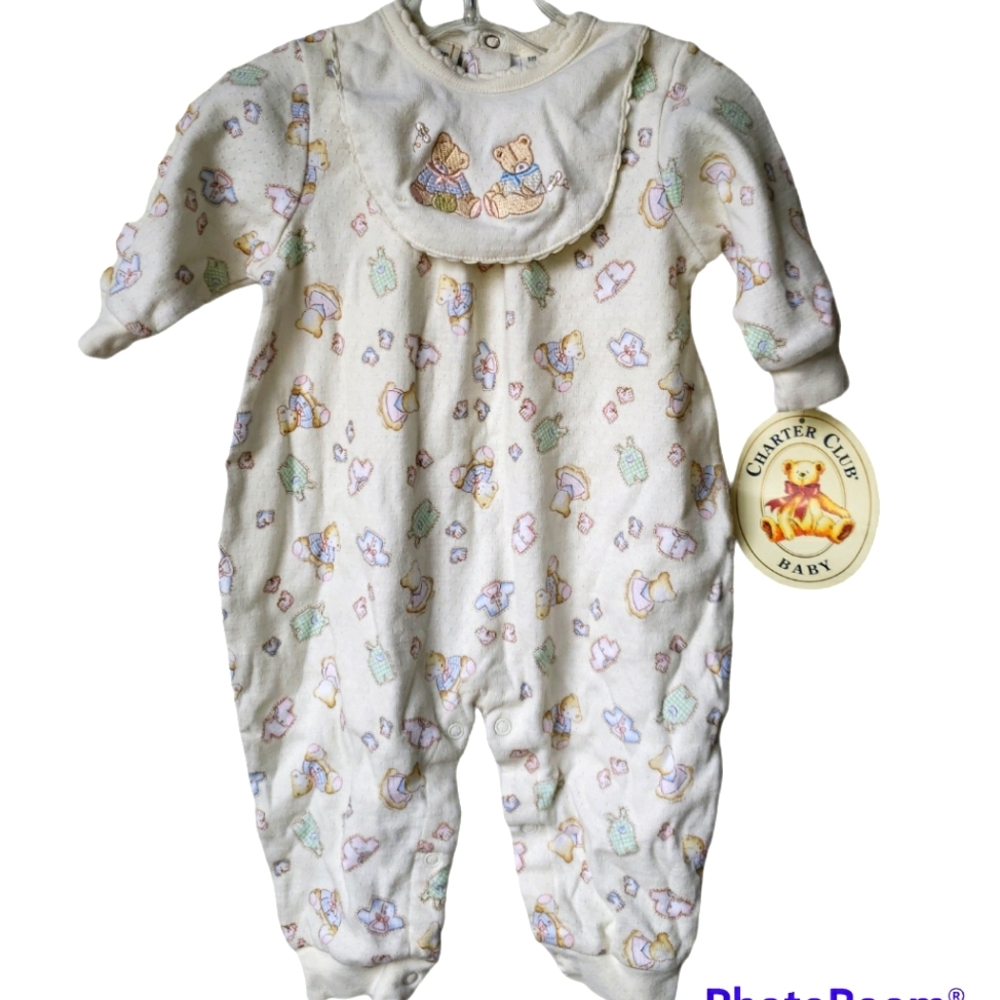NWT Charter Club Romper with Built-In Bib